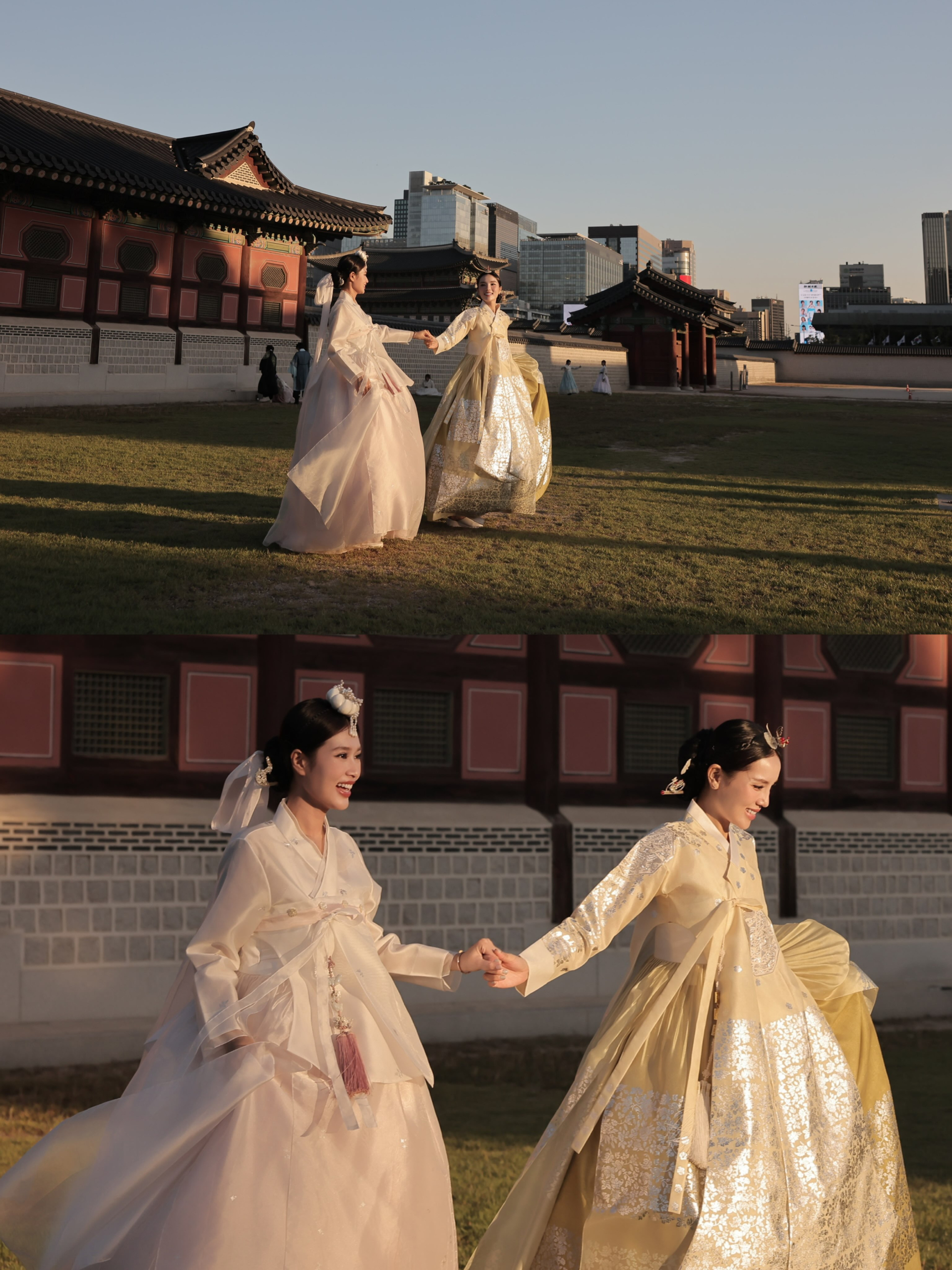 Kỳ Duy&ecirc;n v&agrave; Thi&ecirc;n &Acirc;n chụp ảnh cưới l&atilde;ng mạn tại Seoul trong trang phục Hanbok - Ảnh 2.