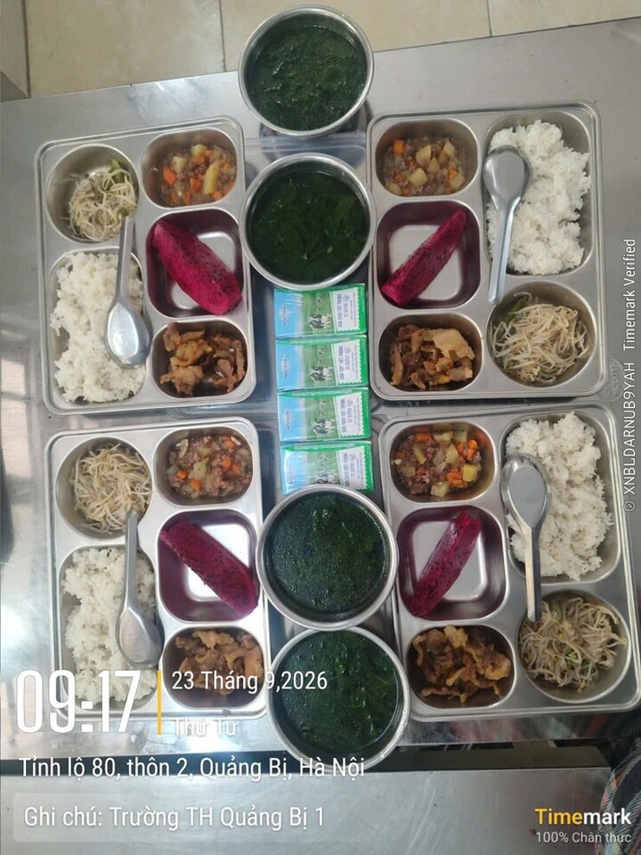 Vụ suất ăn b&aacute;n tr&uacute; tại trường Tiểu học Quảng Bị 1: Chất lượng thịt v&agrave; định lượng chưa bảo đảm - Ảnh 3.