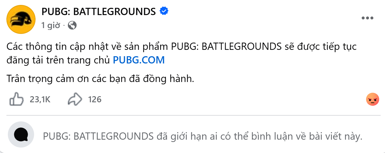 PUBG Việt Nam th&ocirc;ng b&aacute;o g&acirc;y thất vọng lớn cho cộng đồng game thủ năm 2026 - Ảnh 1.
