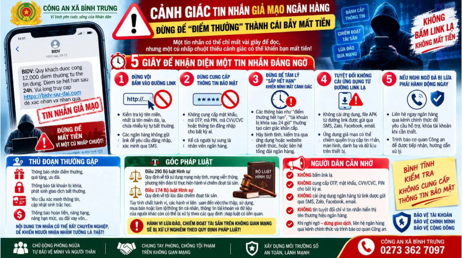 C&ocirc;ng an cảnh b&aacute;o về tin nhắn SMS giả mạo g&acirc;y nguy hiểm đến t&agrave;i khoản ng&acirc;n h&agrave;ng - Ảnh 1.