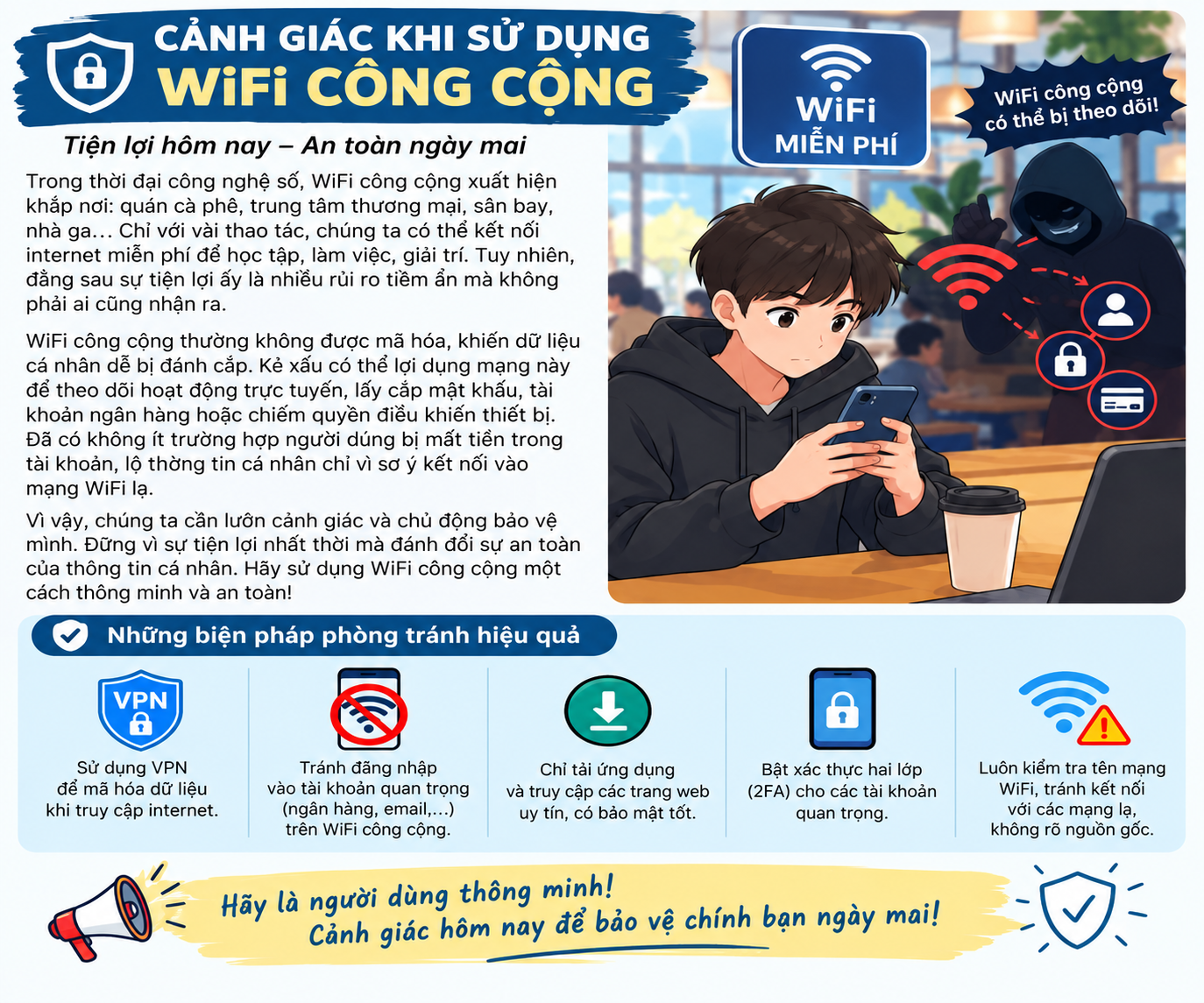 Khuyến c&aacute;o từ C&ocirc;ng an về việc sử dụng WiFi c&ocirc;ng cộng tại qu&aacute;n c&agrave; ph&ecirc; năm 2026 - Ảnh 1.