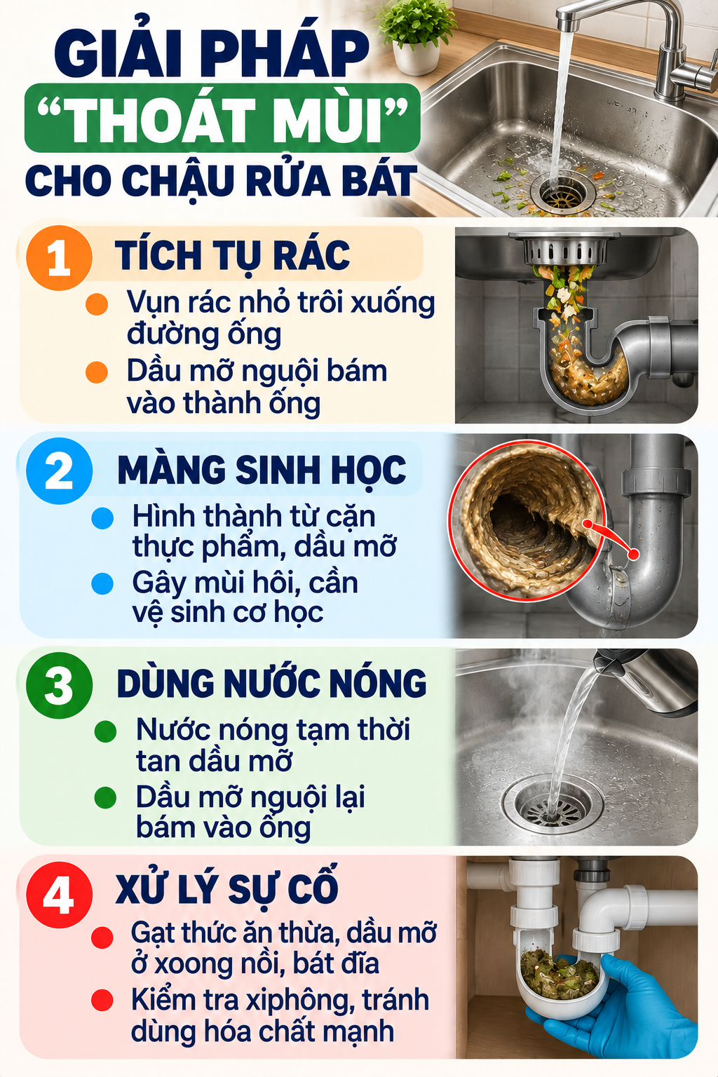 Giải pháp thoát mùi hôi khó chịu sau khi dọn sạch chậu rửa bát - Ảnh 2. Giải pháp thoát mùi hôi khó chịu sau khi dọn sạch chậu rửa bát - Ảnh 2.
