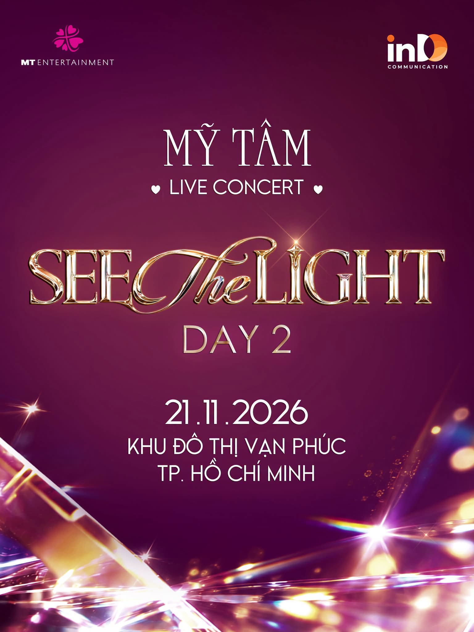 Mỹ Tâm công bố lịch diễn concert See The Light Day 2 tại Vạn Phúc City 2026 - Ảnh 1. Mỹ Tâm công bố lịch diễn concert See The Light Day 2 tại Vạn Phúc City 2026 - Ảnh 1.