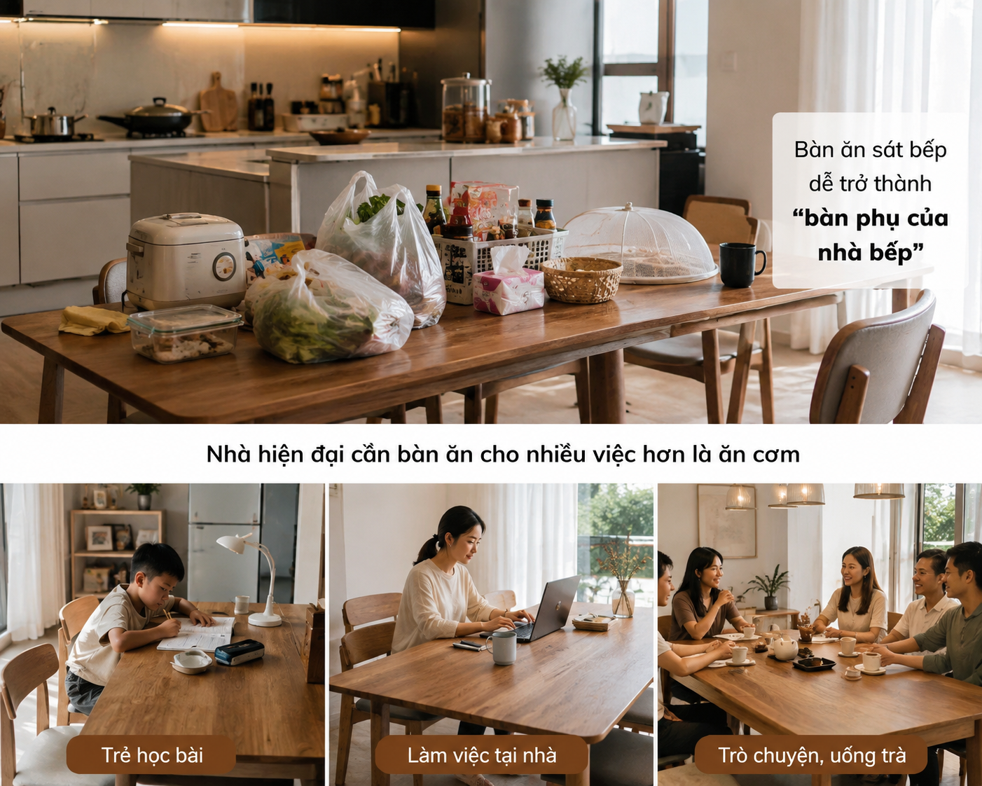 Tại sao nhiều gia đ&igrave;nh kh&ocirc;ng đặt b&agrave;n ăn s&aacute;t bếp? 5 l&yacute; do th&uacute; vị - Ảnh 3.