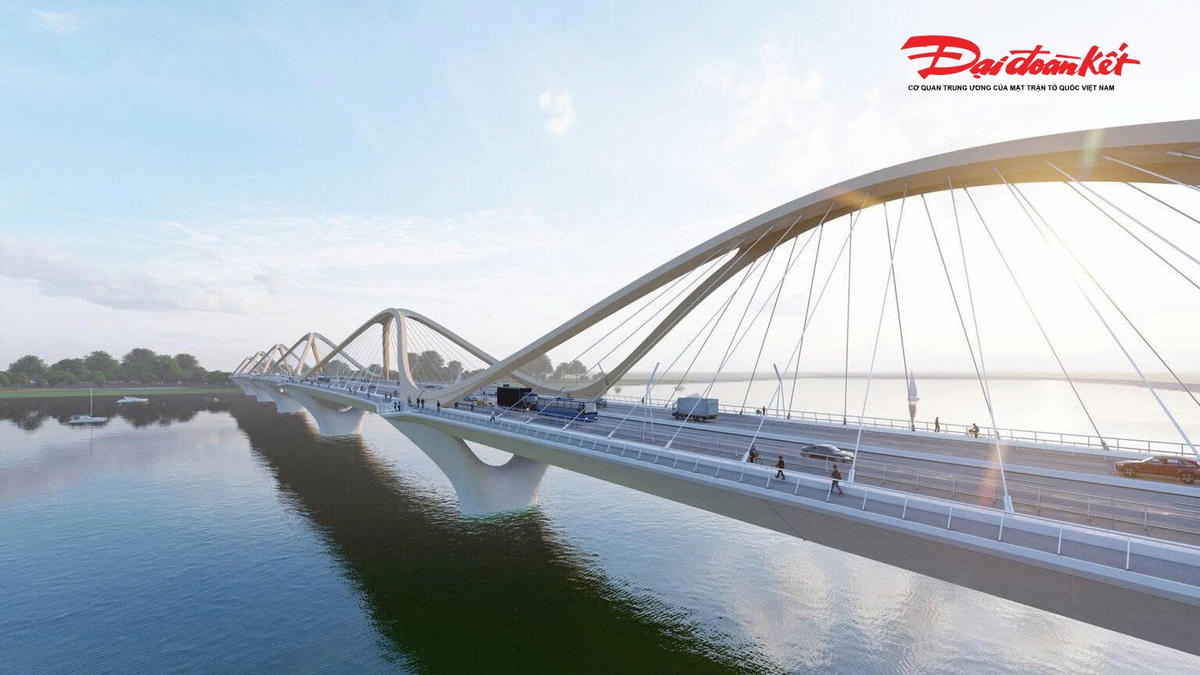 Cầu Trần Hưng Đạo: Kiến tr&uacute;c v&ograve;m v&ocirc; cực tr&ecirc;n s&ocirc;ng Hồng đang dần th&agrave;nh h&igrave;nh - Ảnh 1.