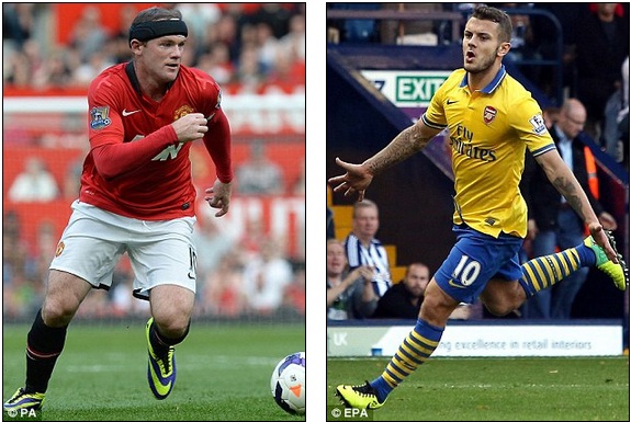  	Rooney và Wilshere là những cầu thủ người Anh ít ỏi đang được trọng dụng tại Premier League