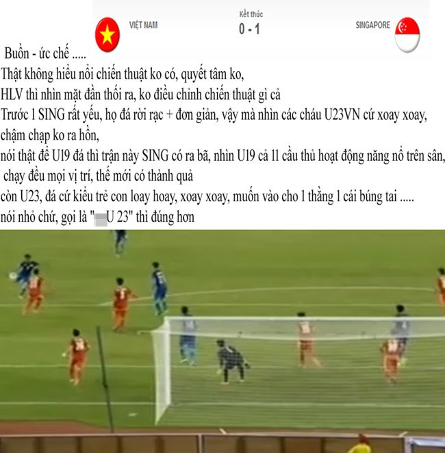  	NHM chế ảnh chỉ trích U23 Việt Nam và nhận được nhiều bình luận đồng tình