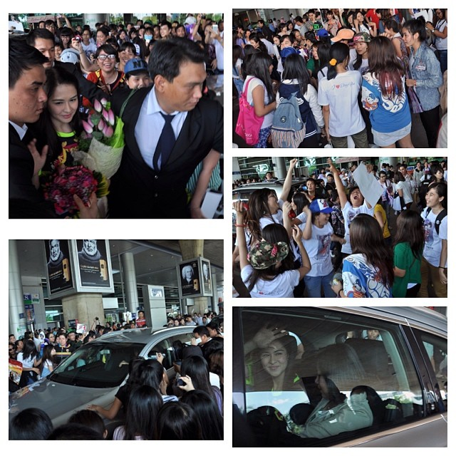 
	Ngay từ khi đáp xuống dân bay, nữ diễn viên xinh đẹp người Philippines đã nhận được sự chào đón nồng nhiệt từ người hâm mộ Việt (Nguồn: fanpage Marian)