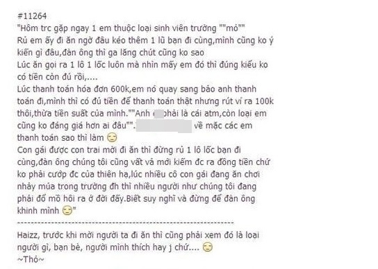 
	Những dòng chia sẻ được cho là của người đàn ông trong đoạn status của cô gái chê &quot;100 nghìn đồng&quot;