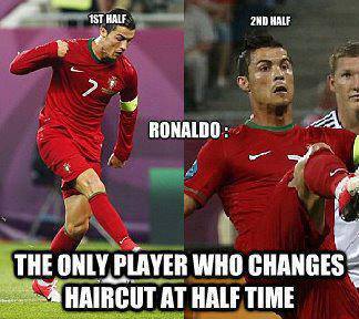 
	2 hiệp đấu, 2 kiểu tóc, chỉ có thể là Ronaldo