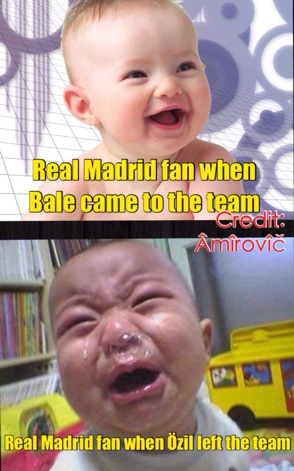 	Hình ảnh fan Real khi Bale đến và Ozil đi