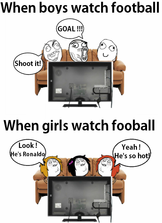 	Sự khác biệt giữa con trai và con gái khi xem bóng đá