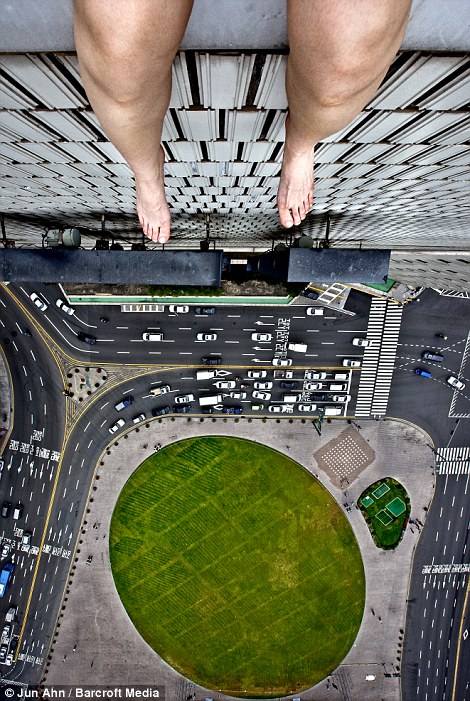 Jun Ahn in her native Seoul looking down on a square