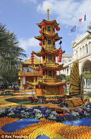 Over 140 tonnes of oranges and lemons have been used to design the floats and decorations
