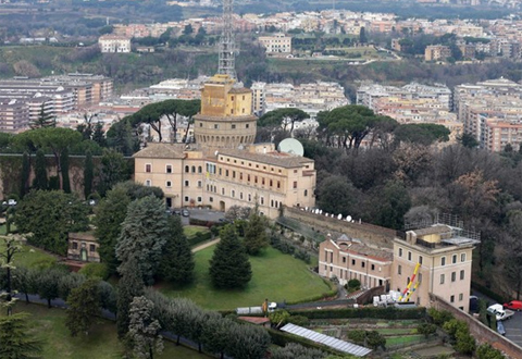 A view of the Mater Ecclesiae monastery, right, inside the Vatican state, where Pope Benedict XVI is expected to live permanently after he resigns.