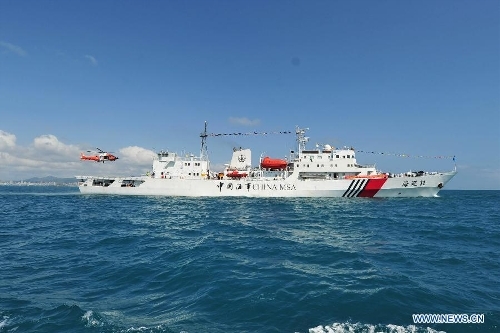 Tàu Hải tuần 31 rời cảng Tam Á ra Biển Đông. Ảnh: TTX