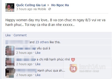 Cường Đô La chúc 8/3 Hà Hồ cực tình cảm trên Facebook 1