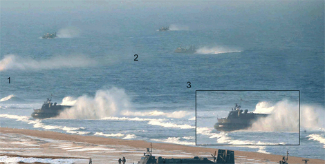 Lực lượng tàu đệm khí đông đảo trong tập trận Triều Tiên là giả?