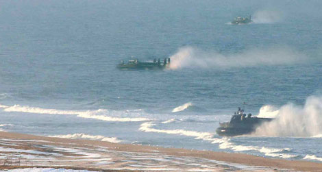 Lực lượng tàu đệm khí đông đảo trong tập trận Triều Tiên là giả?