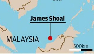 Bãi đá James Shoal nơi Hải quân Trung Quốc tràn xuống tập trận đổ bộ chỉ cách bờ biển Malaysia 80 km