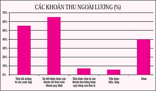 Biểu đồ các khoản thu ngoài lương của CBCC - viên chức do Thanh tra Chính phủ khảo sát .