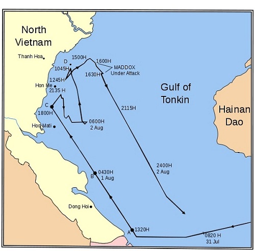 Sơ đồ hoạt động tàu khu trục Maddox ở Việt Nam