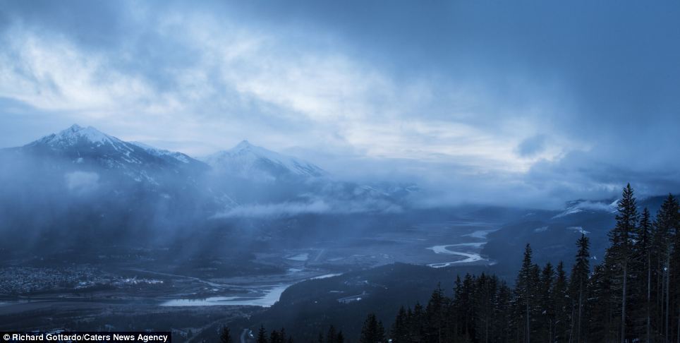 Snowy peaks: Mr Guttari spent his expedition in the Rock mountain range. He said he camping out at night with his dog and a sleeping bag to stay warm