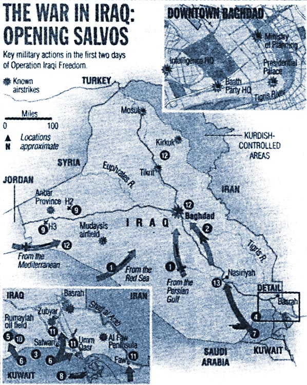 Sơ đồ tác chiến của Mỹ trong chiến dịch Tự do cho Iraq