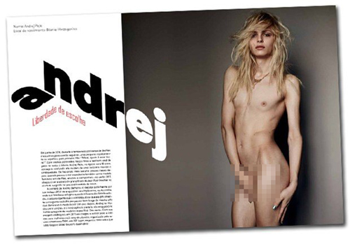 
	Andrej Pejic không ngại ngần khỏa thân trên tạp chí Vogue Brazil