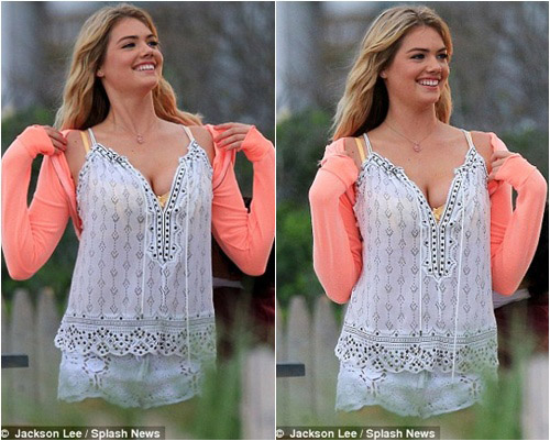 Kate Upton lả lơi trên phim trường