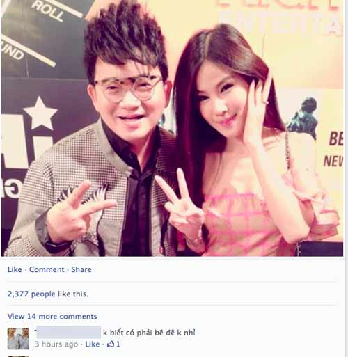 	Trang cá nhân của hotgirl người Thái không thiếu những comment thiếu lịch sự như thế này bằng tiếng Việt (Ảnh chụp từ facebook)