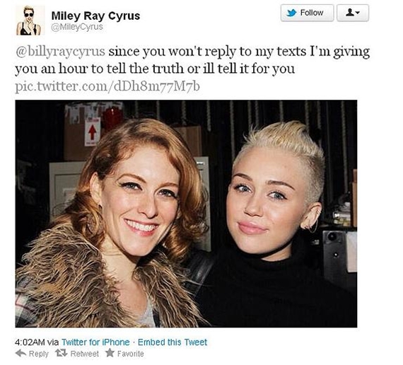 Miley Cyrus cảm ơn fan ruột trên Twitter