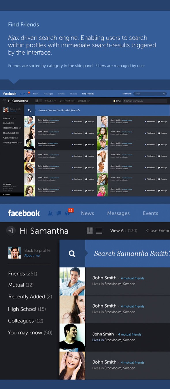 Mẫu thiết kế giao diện Facebook mang hơi hướng "phẳng" tuyệt đẹp