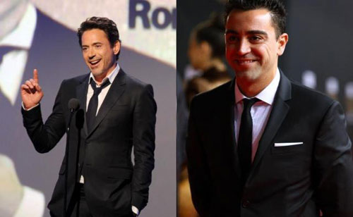 
	Nhiều người nhận xét rằng "Bộ óc vĩ đại" của Barcelona - Xavi Hernandez (phải) có nét hao hao giống với nam diễn viên "Người sắt" - Robert John Downey (trái)