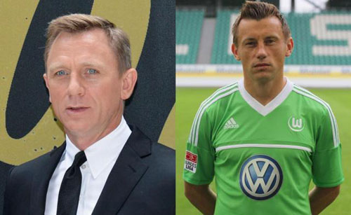 
	Cầu thủ người Croatia - Ivica Olic (phải) trông như anh em sinh đôi với tài tử người Anh Daniel Craig (trái) - người được chọn đóng James Bond vào năm 2006