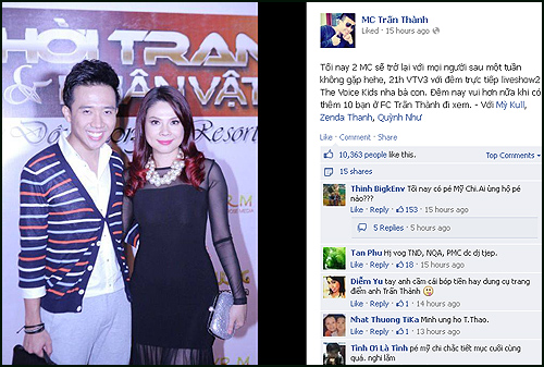 
	Trấn Thành mong mọi người ủng hộ mình và Thanh Thảo trong công việc MC của Giọng hát Việt nhí.