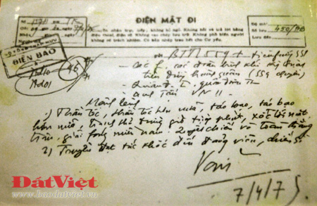 	Bút tích của Đại tướng ngày 7/4, trước khi Chiến dịch Hồ Chí Minh được tiến hành: 