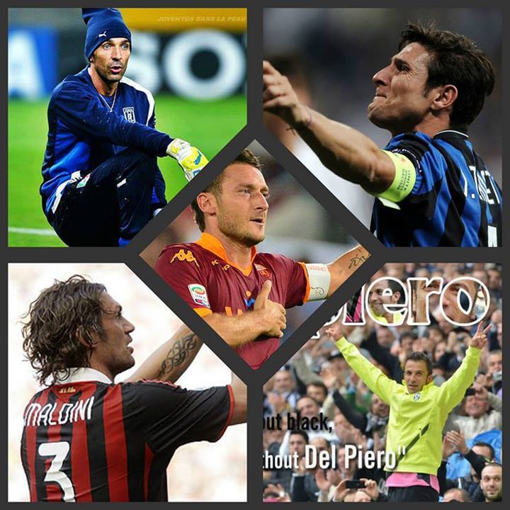 
	Những biểu tưởng của lòng trung thành Buffon, Totti, Zanetti, Maldini, Del Piero