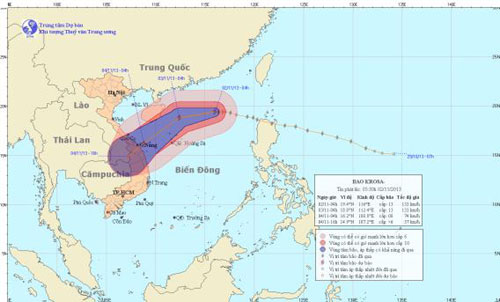 	Đường đi của cơn bão số 12