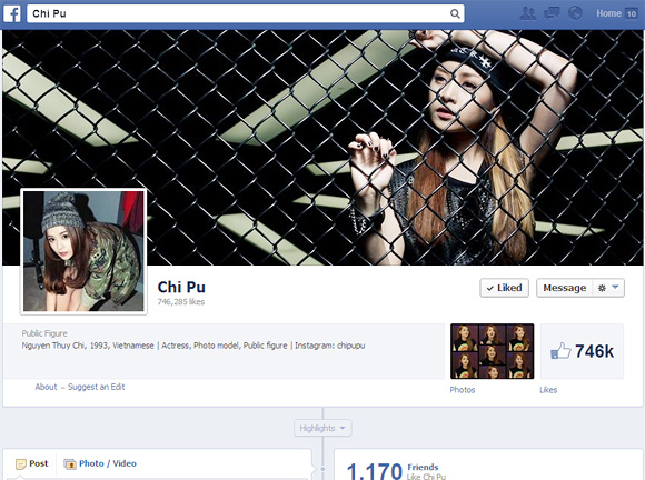 
	Trang Fanpage mới sau khi chuyển đổi của Chi Pu.