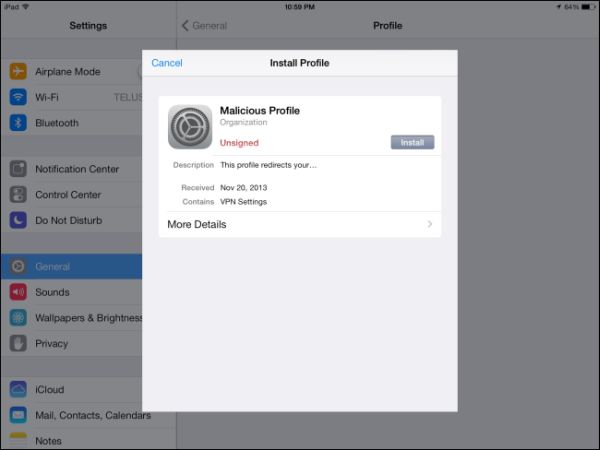 configuration profile iphone iPad iOS mã độc lừa đảo