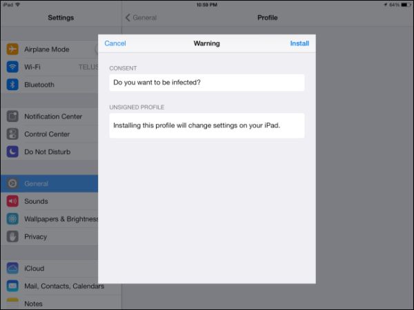 configuration profile iphone iPad iOS mã độc lừa đảo