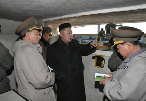 Nhà lãnh đạo Kim Jong-un thị sát một đơn vị biên phòng.