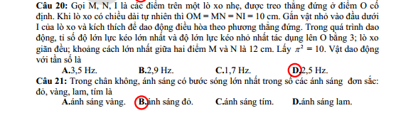 Tổng hợp đáp án của đề thi môn Vật lí khối A và A1 năm 2013