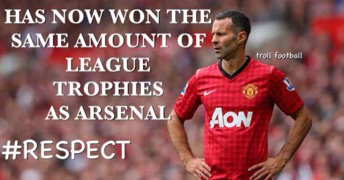 
	Số danh hiệu Premier League mà Giggs giành được bằng toàn bộ số cúp của Arsenal