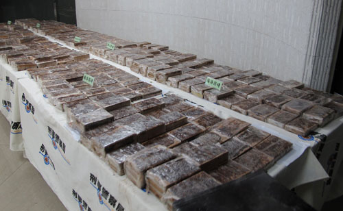 229 kg heroin bị tịch thu từ máy bay chở hàng ở sân bay Đào Viên (Ảnh: AFP)