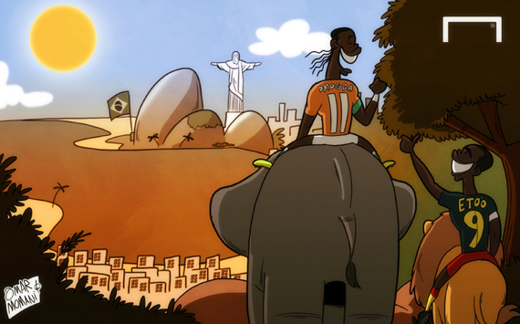 
	Drogba và Eto'o dẫn Voi, dẫn Sư tử tới Brazil