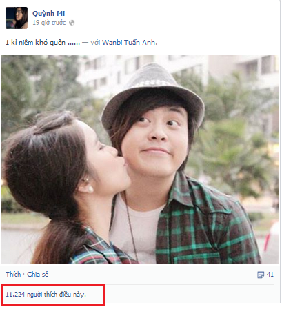 Xuất hiện facebook giả em gái Wanbi Tuấn Anh nhằm mục đích câu like