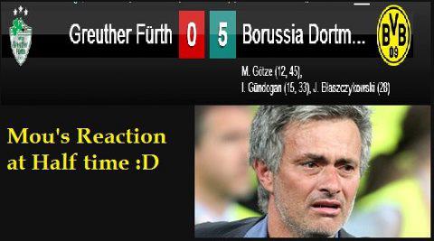 
	Khuôn mặt của Mourinho sau khi chứng kiến màn hủy diệt của Dortmund