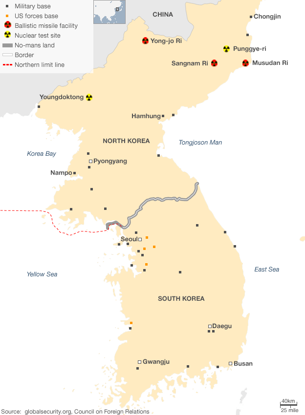 	Bố trí lực lượng quân sự trên bán đảo Triều Tiên